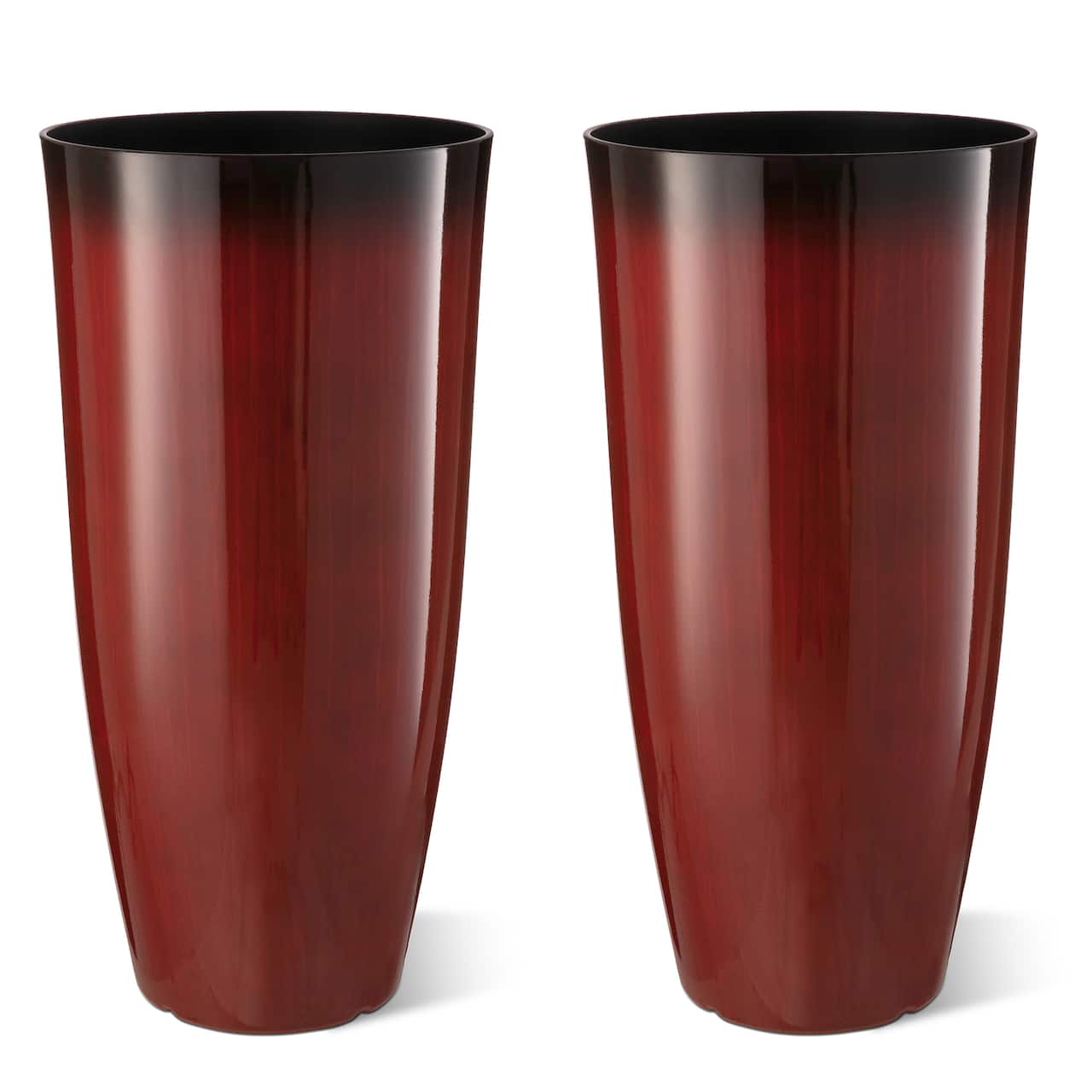 Glitzhome® Oversized Gradient Faux Ceramic Tall Plastic Planters, 2ct.